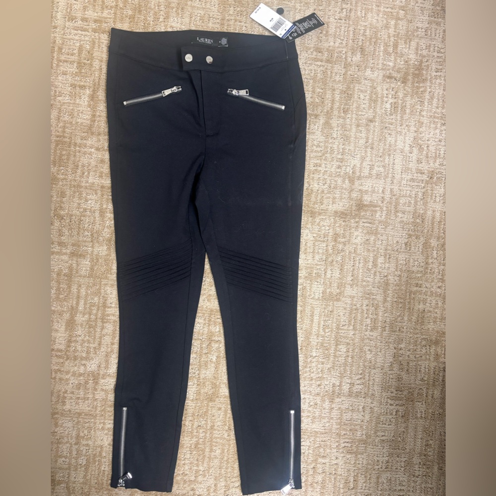 Polo Ralph Lauren Black Legging Pants with Silver Hardware